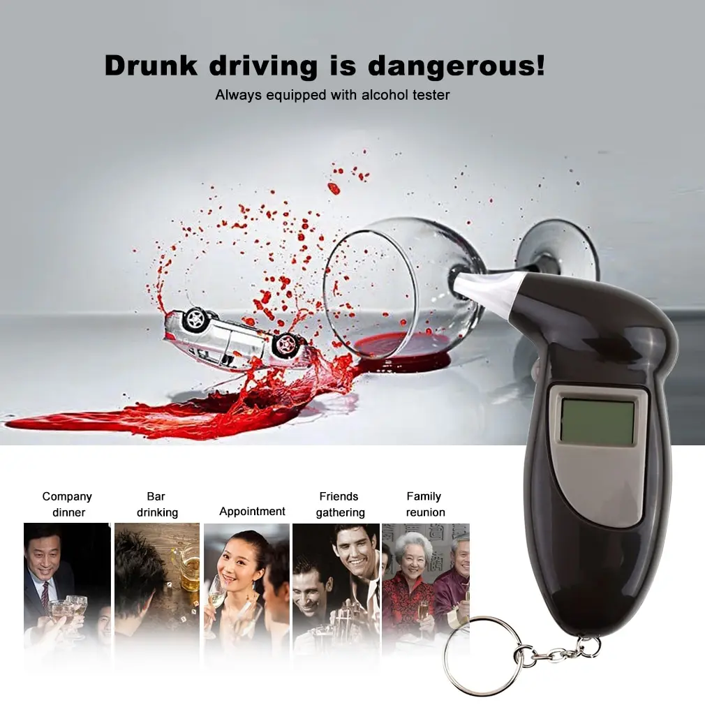 

Professional LCD Display Digital Alcohol Tester Police Alert Breath Alcohol Tester Device Breathalyzer Analyzer Detector