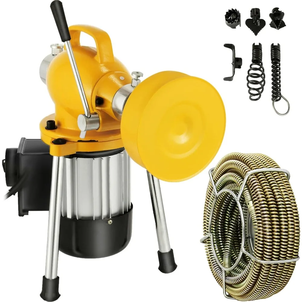 

VEVOR 66 Ft x2/3 Cleaner Machine Electric Drain Auger with 2 Cables for 3/4" to 4" Pipes Power Spin with Autofeed Function