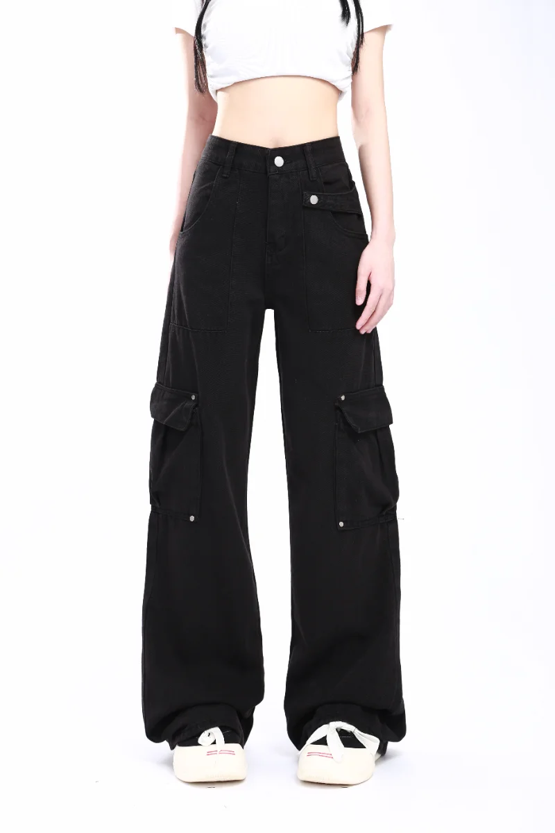 Women's American Black Washed Multi Pocket Jeans Summer New Design Loose Waist Straight Leg Wide Leg Pants Female Denim Trousers
Women's American Black Washed Multi Pocket Jeans Summer New Design Loose Waist Straight Leg Wide Leg Pants Female Denim Trousers