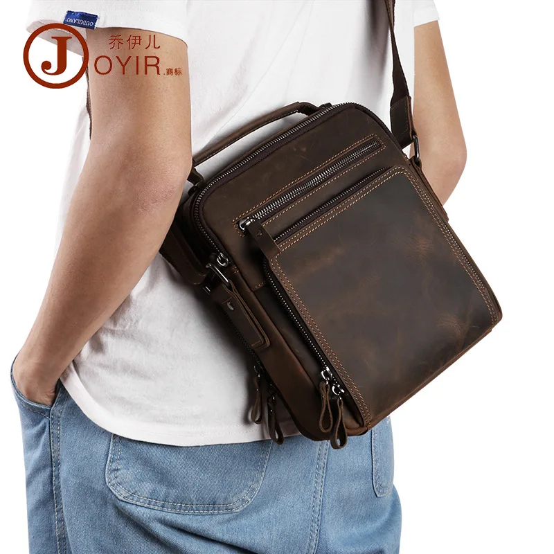 

New Genuine Leather Men Vintage Handbags Small Flap Men's Shoulder Bag Casual Office Messenger Bags Fashion Crossbody Bag