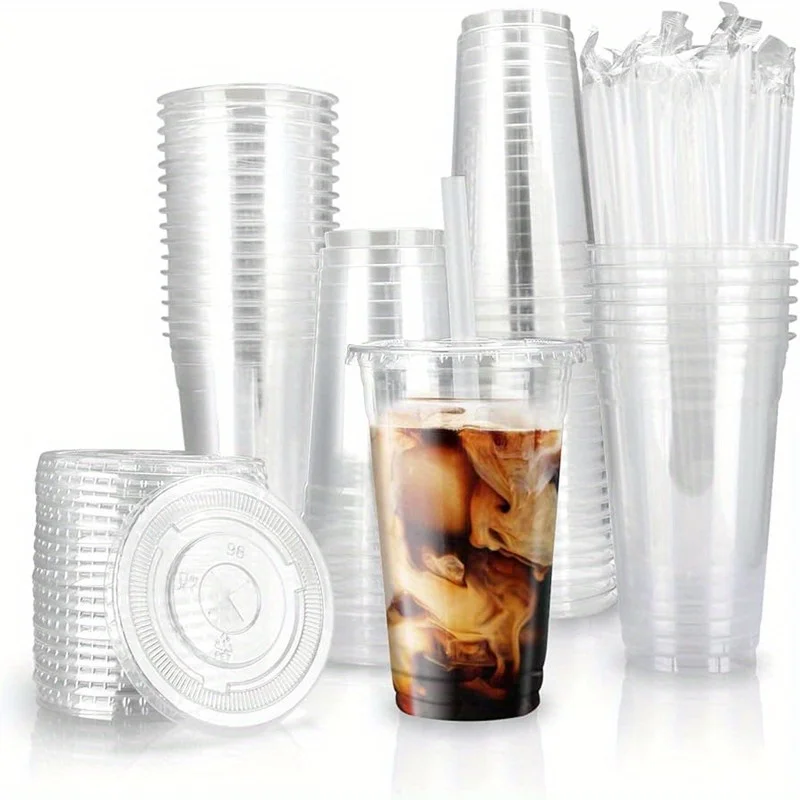 50/100piece Set Plastic Cups with Lids and Straws, Disposable Cups for Iced Coffee, Smoothies, Milkshakes, Cold Drinks, Clear.
50/100piece Set Plastic Cups with Lids and Straws, Disposable Cups for Iced Coffee, Smoothies, Milkshakes, Cold Drinks, Clear.