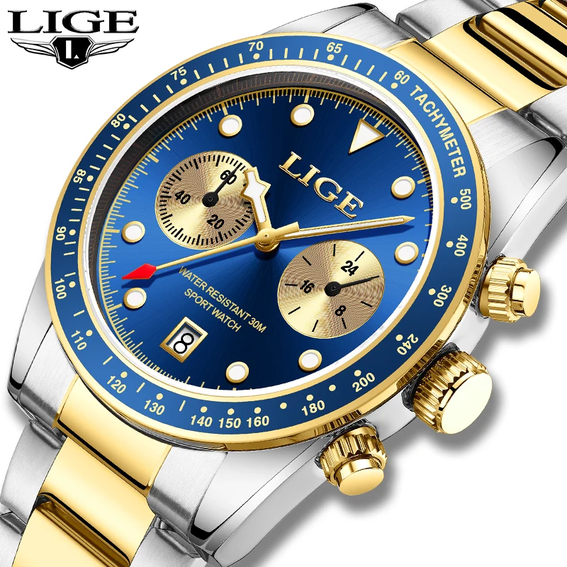 

LIGE Man Watch Casual Quartz Wristwatch Male Luxury Waterproof Stainless Steel Watches for Men Date Luminous Clock Reloj Hombre