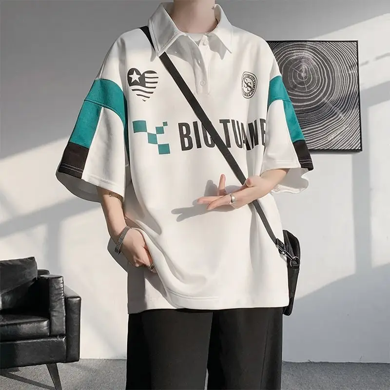 Contrast color three quarter sleeve polo shirt Hong Kong style Japanese short sleeved men summer collared t shirt design T-shirt
Contrast color three quarter sleeve polo shirt Hong Kong style Japanese short sleeved men summer collared t shirt design T-shirt