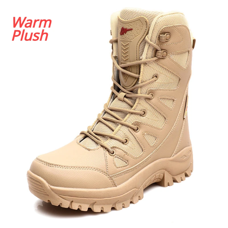 

Мужские тактические военные ботинки, мужская повседневная обувь, водонепроницаемые походные уличные кроссовки, мужские Модные рабочие ботильоны, теплая плюшевая обувь для снега