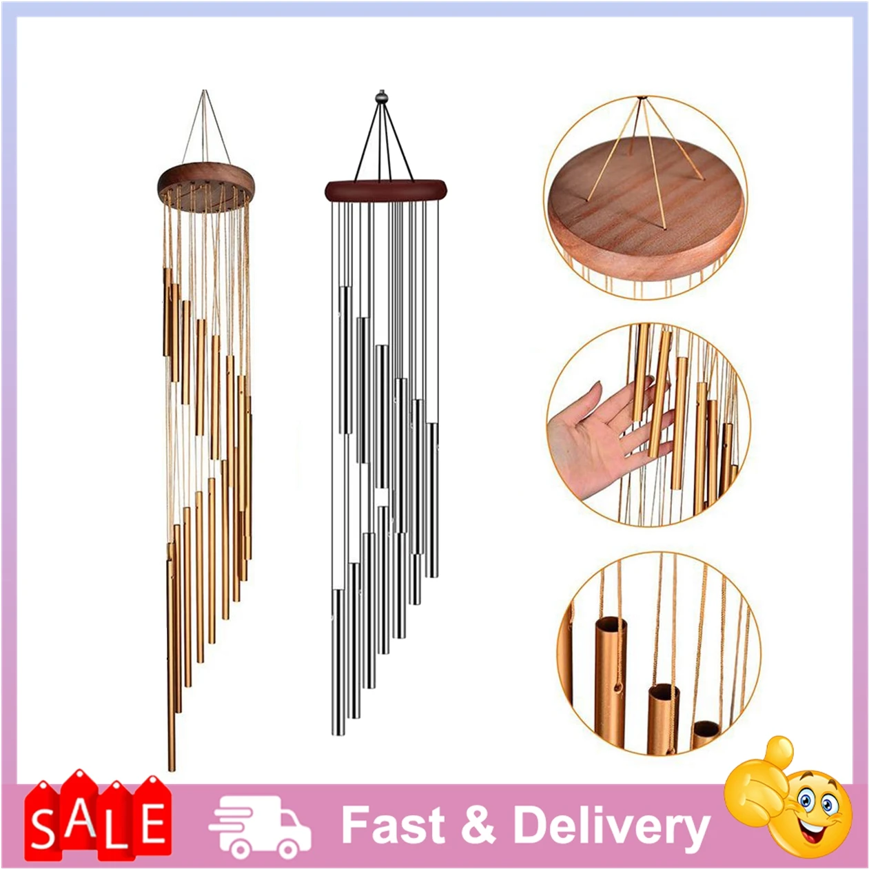 

12Tubes Wind Chimes Aluminum Tube + Pine Metal Pipe Wind Chimes Bells Decoration Outdoor Yard Decoration Large Wind Chimes Bells