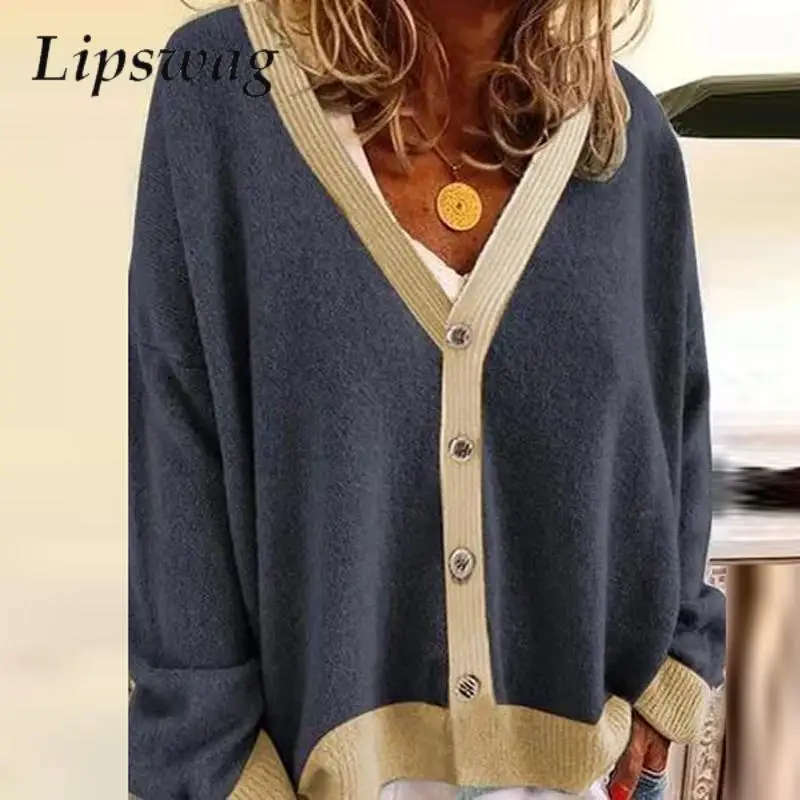 Vintage Autumn Long-sleeve Female Cardigan Coat Casual Button V Neck Outerwear Harajuku Loose Patchwork Color Women Jacket Tops
Vintage Autumn Long-sleeve Female Cardigan Coat Casual Button V Neck Outerwear Harajuku Loose Patchwork Color Women Jacket Tops