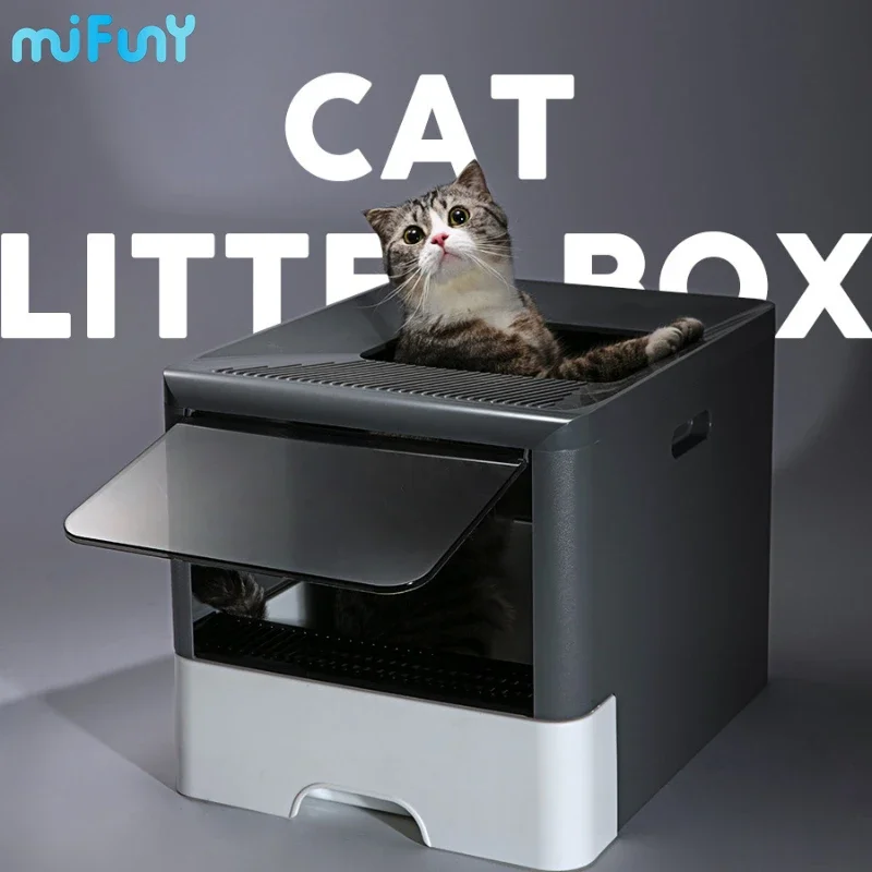 

MiFuny Cat Litter Box Fully Enclosed Anti-splash Cat Box Foldable Drawer Sandbox Large Cat Toilet Poop Shovel Bedpan Cat Supply