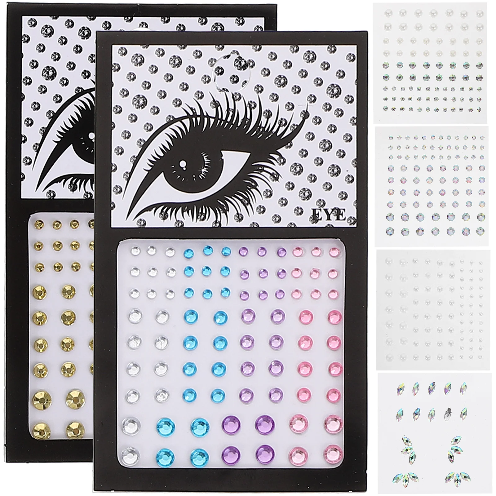 

6 Sheets Eye Face Gems Glitter Stickers Face Jewels Rhinestone Make-up Accessory