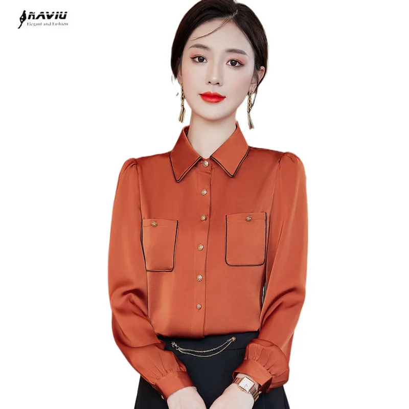 Orange Chiffon Shirt Women Autumn New Long Sleeve Formal Pocket Design Casual Tempeament Blouses Office Ladies Work Tops Green
Orange Chiffon Shirt Women Autumn New Long Sleeve Formal Pocket Design Casual Tempeament Blouses Office Ladies Work Tops Green