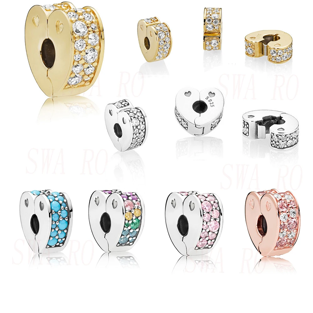 New Classic S925 Fashion Rose Gold Rainbow, Pink, Blue, Clear Pave Heart Clip Charm DIY Original Woman Jewelry Birthday Day Gift
New Classic S925 Fashion Rose Gold Rainbow, Pink, Blue, Clear Pave Heart Clip Charm DIY Original Woman Jewelry Birthday Day Gift
