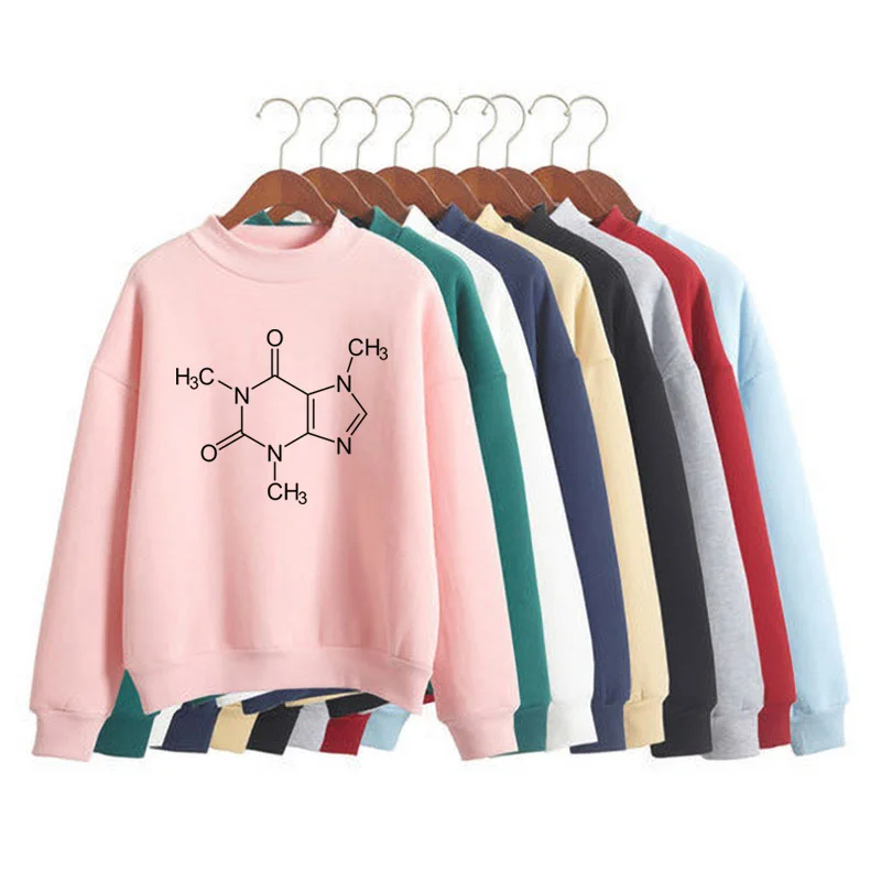 

Coffee Chemical decomposition Graphic Print Woman Sweatshirts Sweet O-neck Knitted Pullover Autumn Candy Color Women Clothing