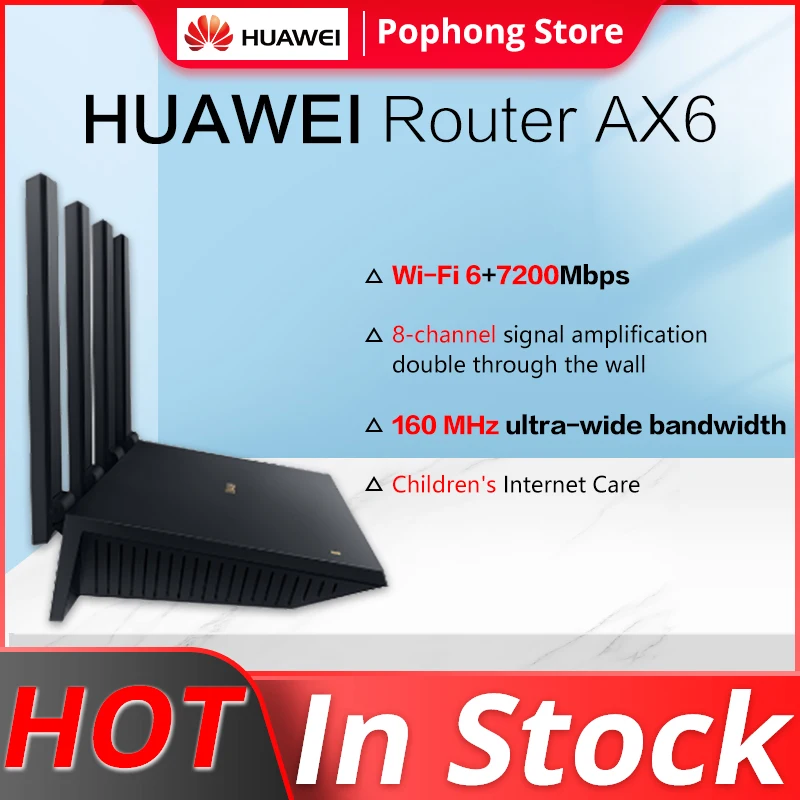 Huawei WiFi AX6 WiFi Router Dual band Wi-Fi 6+ 7200Mbps 4k QAM 8 channel signal Wireless Router 2.4G 5G
Huawei WiFi AX6 WiFi Router Dual band Wi-Fi 6+ 7200Mbps 4k QAM 8 channel signal Wireless Router 2.4G 5G