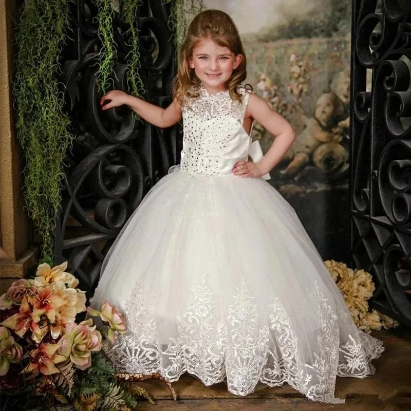 Summer Flower Girls White Dress Kids Tulle Lace Appliques Dresses Children Costume Princess Ball Gowns Party Wedding Long Skirt
Summer Flower Girls White Dress Kids Tulle Lace Appliques Dresses Children Costume Princess Ball Gowns Party Wedding Long Skirt