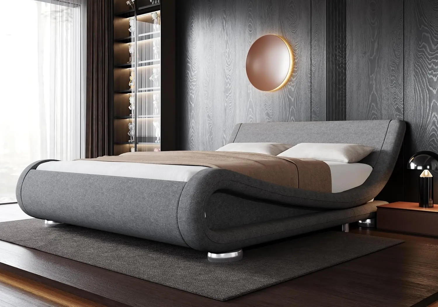 Full Size Bed Frame with Ergonomic & Adjustable Headboard, Low Profile Modern Upholstered Platform Sleigh Design - Easy Assembly
Full Size Bed Frame with Ergonomic & Adjustable Headboard, Low Profile Modern Upholstered Platform Sleigh Design - Easy Assembly