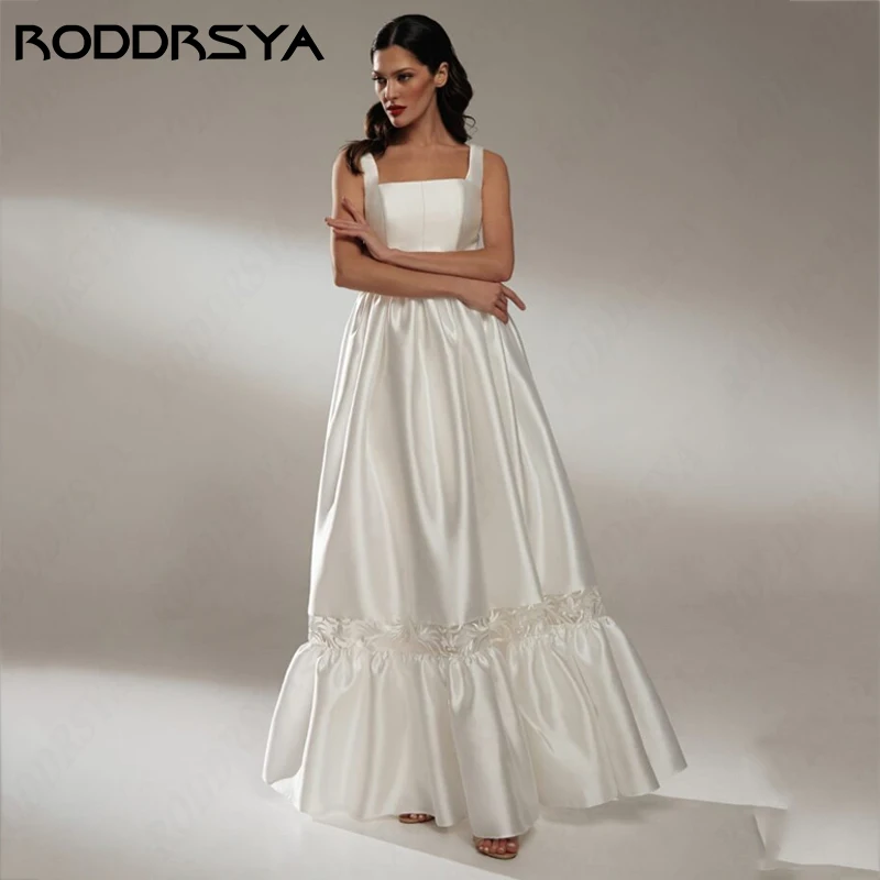 RODDRSYA Simple A-Line Satin Wedding Dress Spaghetti Strap Insertable Pocket For Women Robe De Mariée Square Collar Floor Length
RODDRSYA Simple A-Line Satin Wedding Dress Spaghetti Strap Insertable Pocket For Women Robe De Mariée Square Collar Floor Length