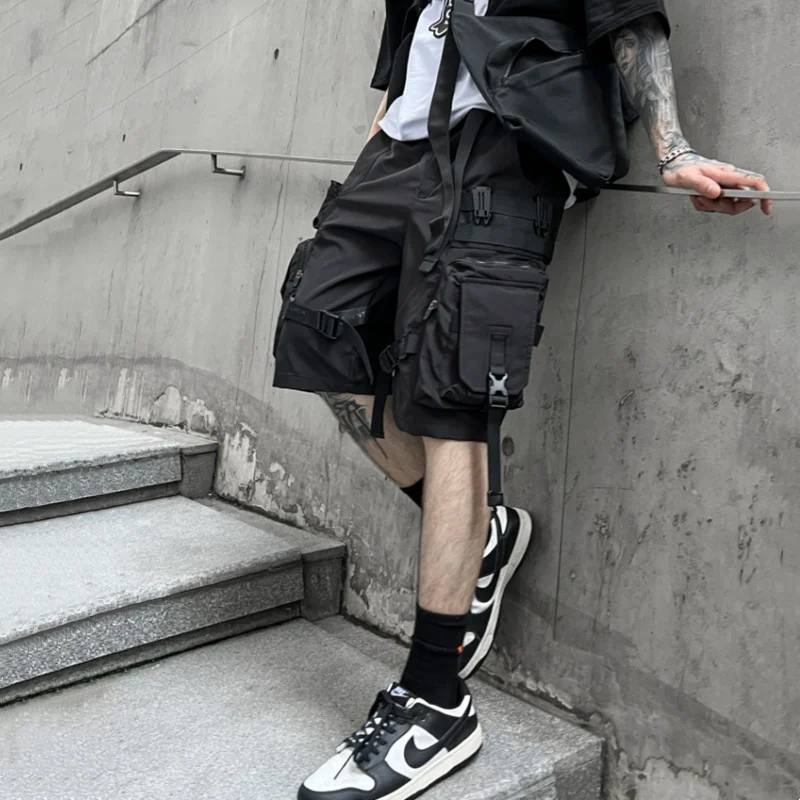 

2024 Summer New Men Multi-pocket Patchwork Techwear Style Cargo Shorts Y2K High Street Tactical Cropped Pants pantalones cortos