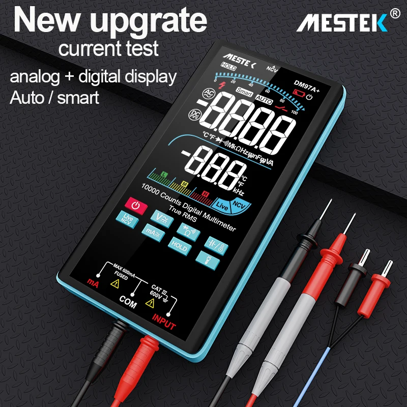 MESTEK 9999 Counts Digital Multimeter True RMS DC AC NCV Smart Multimetro Tester Ohm Capacitance Hz Voltage Meter Multimeters
MESTEK 9999 Counts Digital Multimeter True RMS DC AC NCV Smart Multimetro Tester Ohm Capacitance Hz Voltage Meter Multimeters
