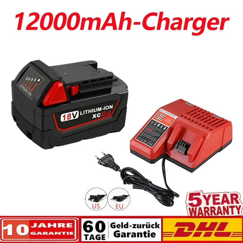 Rechargeable Batteries For Milwaukee M18B5 XC Lithium ION Battery 18v 12.0/9.0/6.0Ah battery charger For Milwaukee M18 12V~18V
Rechargeable Batteries For Milwaukee M18B5 XC Lithium ION Battery 18v 12.0/9.0/6.0Ah battery charger For Milwaukee M18 12V~18V
