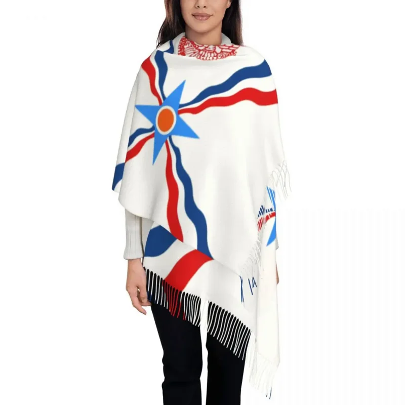 

Personalized Printed Assyrian Suryoyo Flag Scarf Women Men Winter Fall Warm Scarves Syriac Aram Shawls Wraps