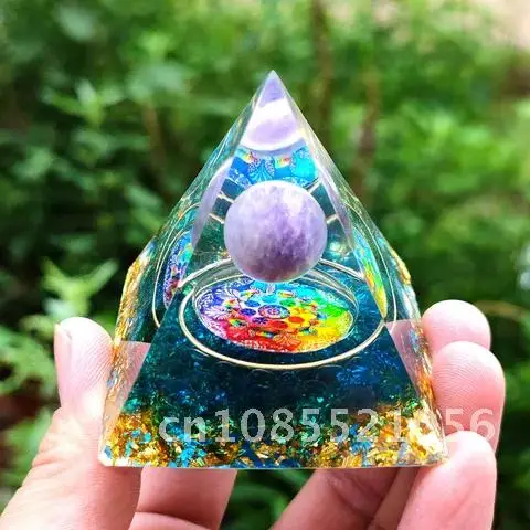 

Orgonite Pyramid Peridot Healing Crystal Energy Generator Pyramid Symbolizes Lucky Gather Fortune EMF Protection Meditation Tool