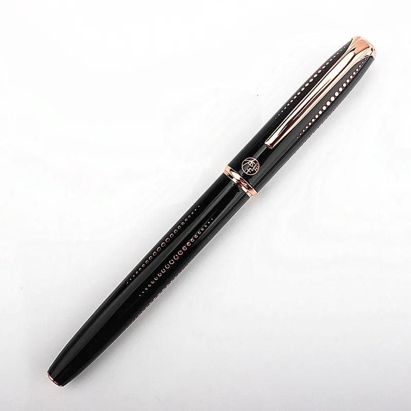 

Picasso Metal Black Fountain Pen Iridium Medium Nib 0.7mm rose gold Clip Writing Office Business School Ink Stationary Gift Pen