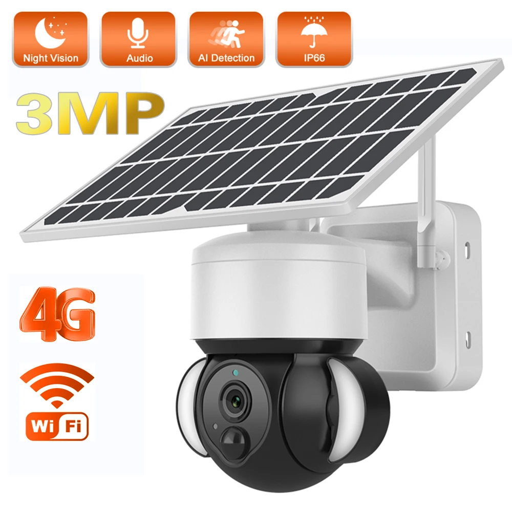 4G SIM Card Solar Camera 3MP WIFI Outdoor PIR Detection Night Vision Surveillance CCTV Camera 6W Battery Powered IP PTZ Camera
4G SIM Card Solar Camera 3MP WIFI Outdoor PIR Detection Night Vision Surveillance CCTV Camera 6W Battery Powered IP PTZ Camera