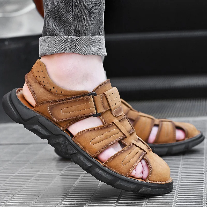 men sandals Fashion Summer Leisure Men Shoes Beach Sandals Genuine Leather Sandals handmade Soft Men Sandals big Size 38-48
men sandals Fashion Summer Leisure Men Shoes Beach Sandals Genuine Leather Sandals handmade Soft Men Sandals big Size 38-48