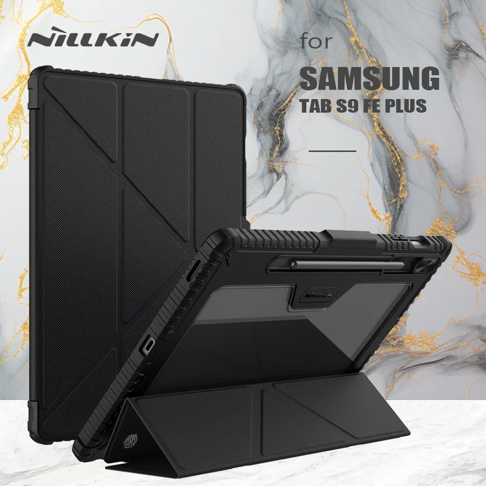 

Nillkin Armor Bumper for Samsung Galaxy Tab S9 FE Plus Slide Camera Cover Magnetic Full Coverage Pencil Holder Flip Leather Case