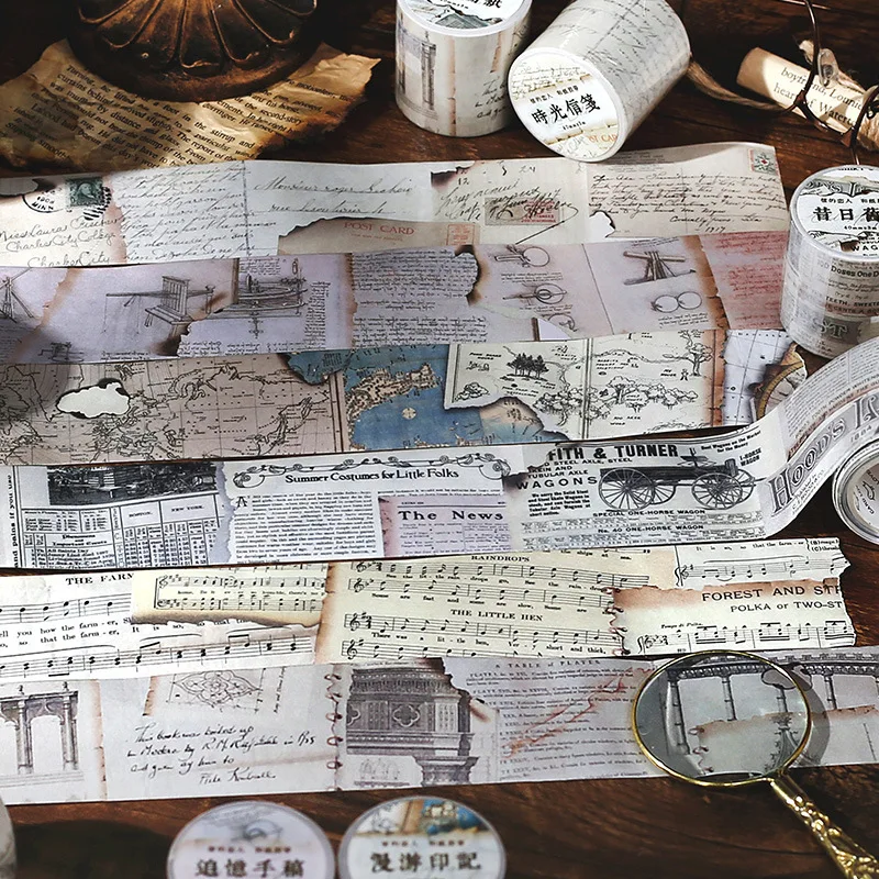 

Винтажная Маскировочная Васи-лента с надписью и картой, декоративная клейкая лента из старой бумаги, самодельная наклейка для скрапбукинга, этикетка, канцелярские принадлежности