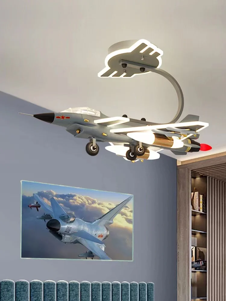 Children's room Ceiling Airplane Boys Room Decorative Lamp J-10 Fighter Jet Model Children's Eye-Care Lighting Ceiling Lamps
Children's room Ceiling Airplane Boys Room Decorative Lamp J-10 Fighter Jet Model Children's Eye-Care Lighting Ceiling Lamps