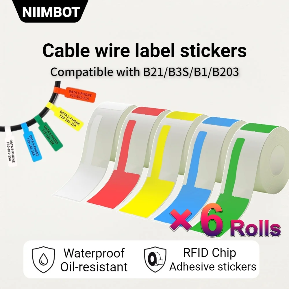 

NiiMBOT Official Cable Label Printing Sticker Network Paper Roll for B3S B21 Printer Optical Fiber Pigtail Self-Adhesive P-Type