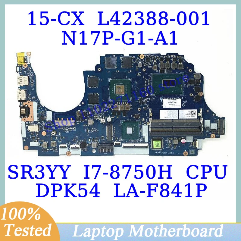 

L42388-001 L42388-501 L42388-601 For HP 15-CX W/SR3YY I7-8750H CPU LA-F841P Laptop Motherboard N17P-G1-A1 GTX1050TI 100% Tested