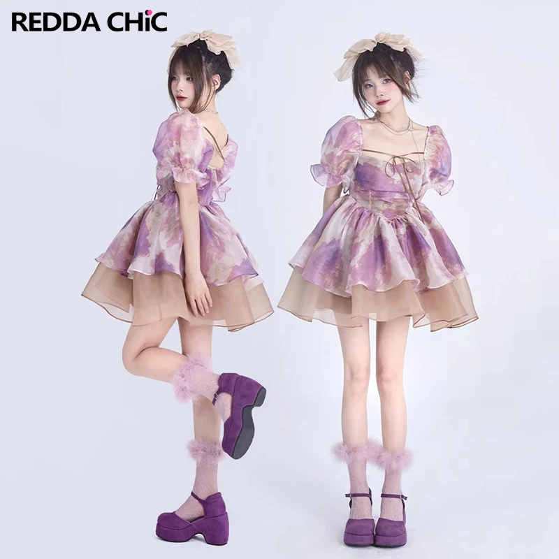 ReddaChic Fairy Y2k Party Evening Dress for Women Lolita Style Bandage Ruffle Puff Sleeves Mini Tutu Summer One-piece Dresses
ReddaChic Fairy Y2k Party Evening Dress for Women Lolita Style Bandage Ruffle Puff Sleeves Mini Tutu Summer One-piece Dresses