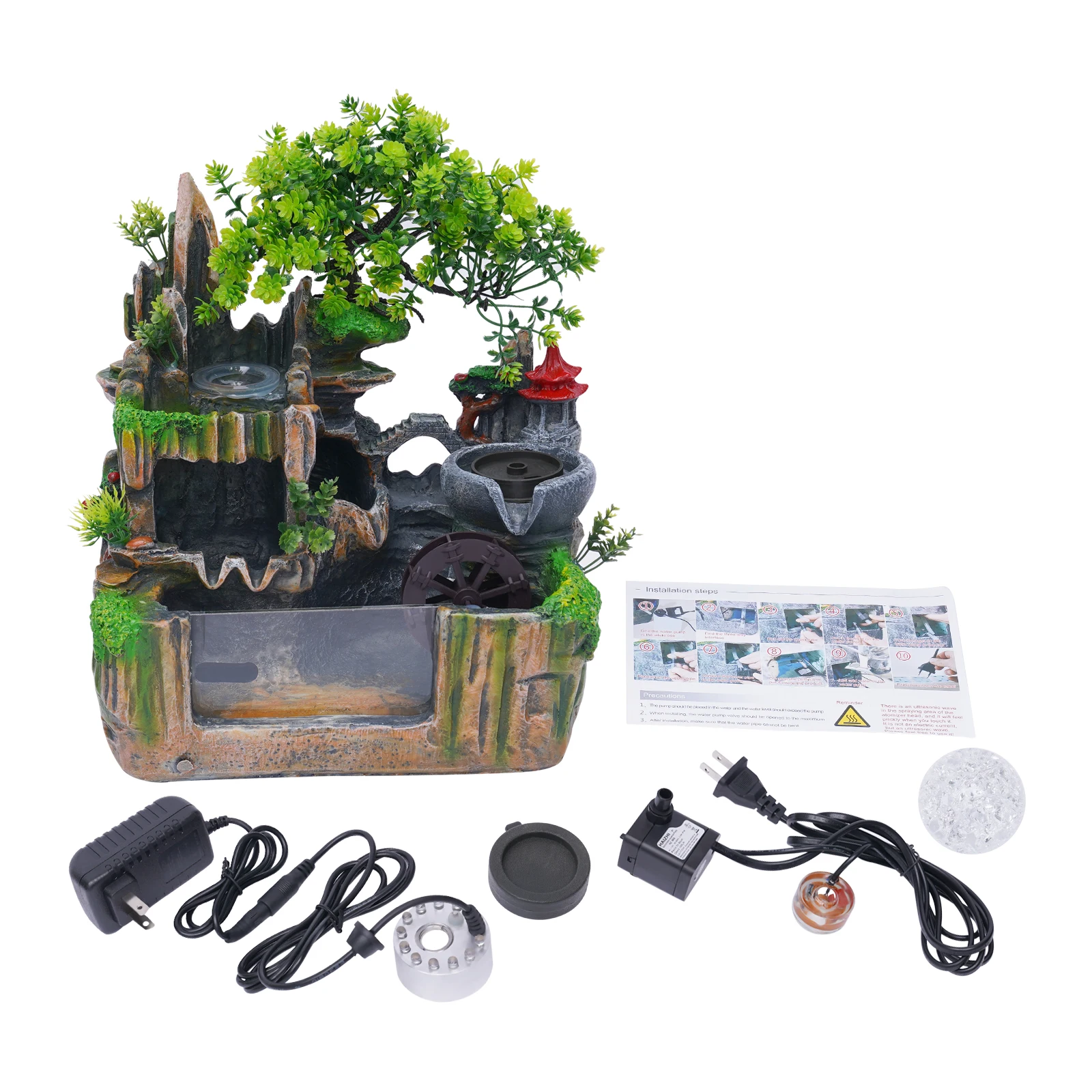 Rockery Fountain Small Rockery Water Fountain Indoor with LED Lamp Atomization Effect Suitable for Office Decoration Rockery Fountain Small Rockery Water Fountain Indoor with LED Lamp Atomization Effect Suitable for Office Decoration