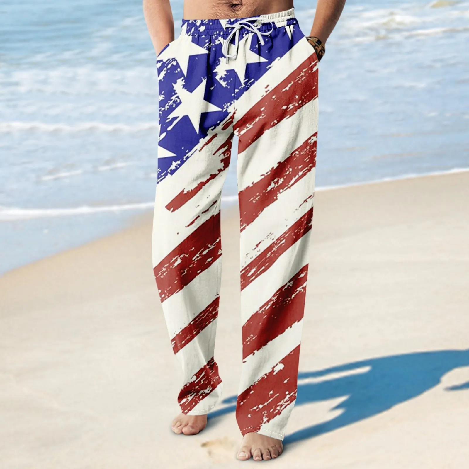 

Spring Summer Pants Women Mens Joggers Pants 3d American Flag Printed Sweatpants Stripe Sweat Pants Unisex Hiphop Harem Pants