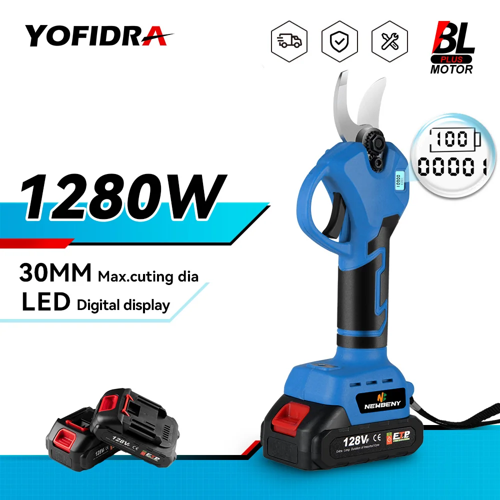 1280W 30mm Brushless Electric Pruner Shear Cordless Rechargeable Fruit Tree Bonsai Pruning Branches Tool For Makita 18V Battery
1280W 30mm Brushless Electric Pruner Shear Cordless Rechargeable Fruit Tree Bonsai Pruning Branches Tool For Makita 18V Battery