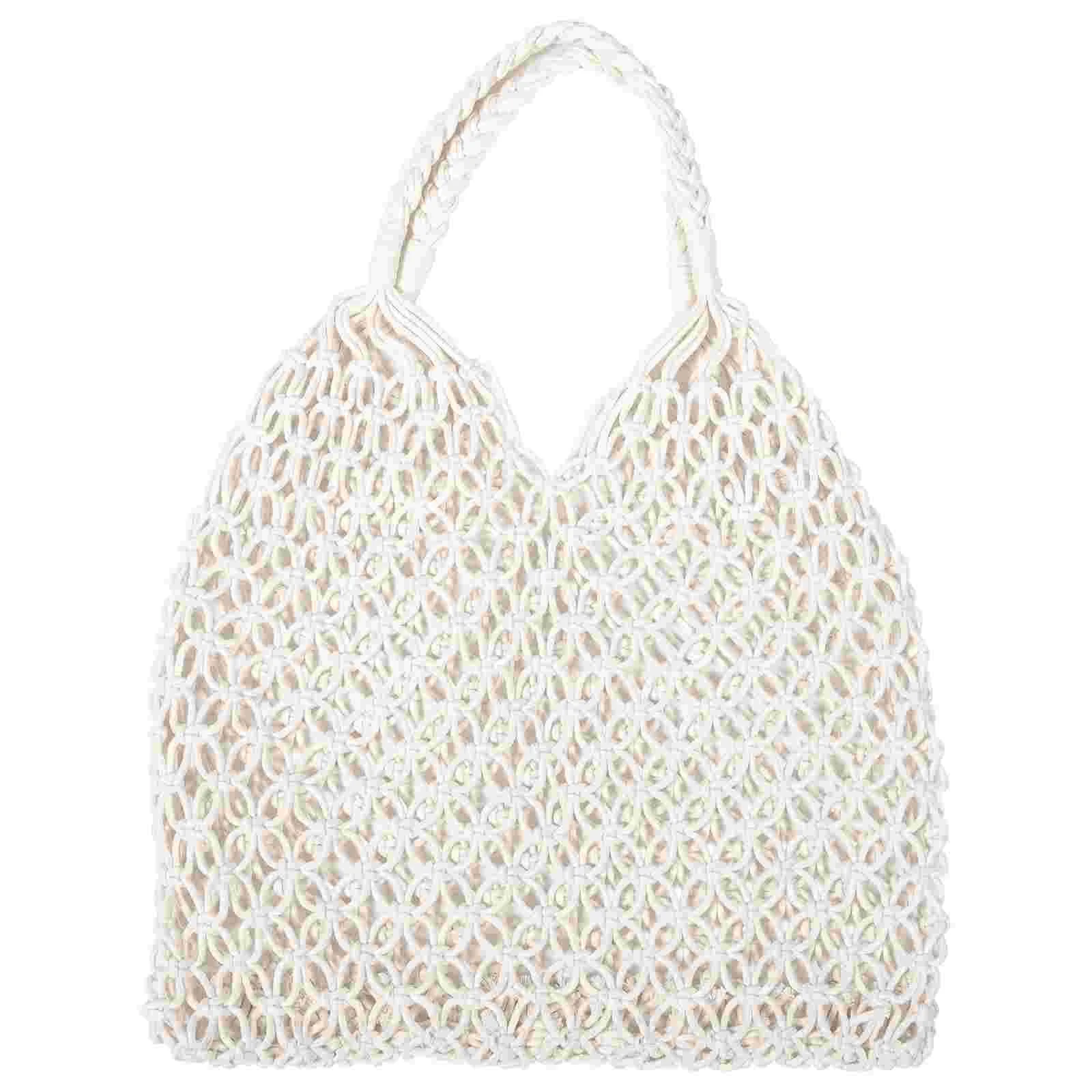 Hollow out Mesh Knitted Bag Handmade Beach Crossbody Bag Unlined Shoulder Bag (White)
Hollow out Mesh Knitted Bag Handmade Beach Crossbody Bag Unlined Shoulder Bag (White)