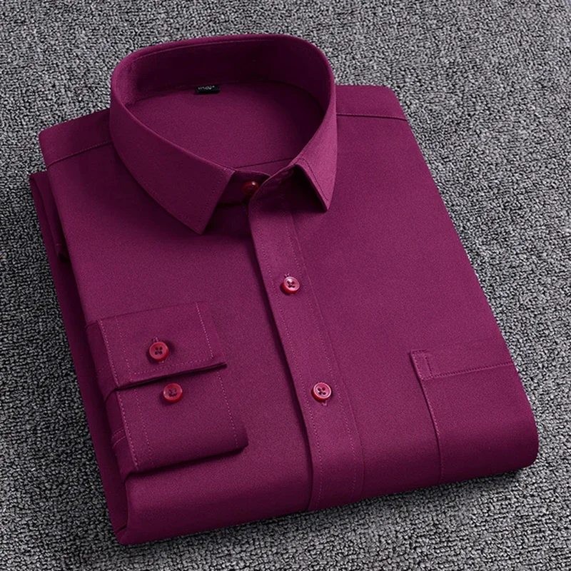 Men's Shirts Solid Color Stretch Easy Care Clothing Long Sleeve Single Pocket Turn Down Collar Business Smart Dress Casual Shirt
Men's Shirts Solid Color Stretch Easy Care Clothing Long Sleeve Single Pocket Turn Down Collar Business Smart Dress Casual Shirt