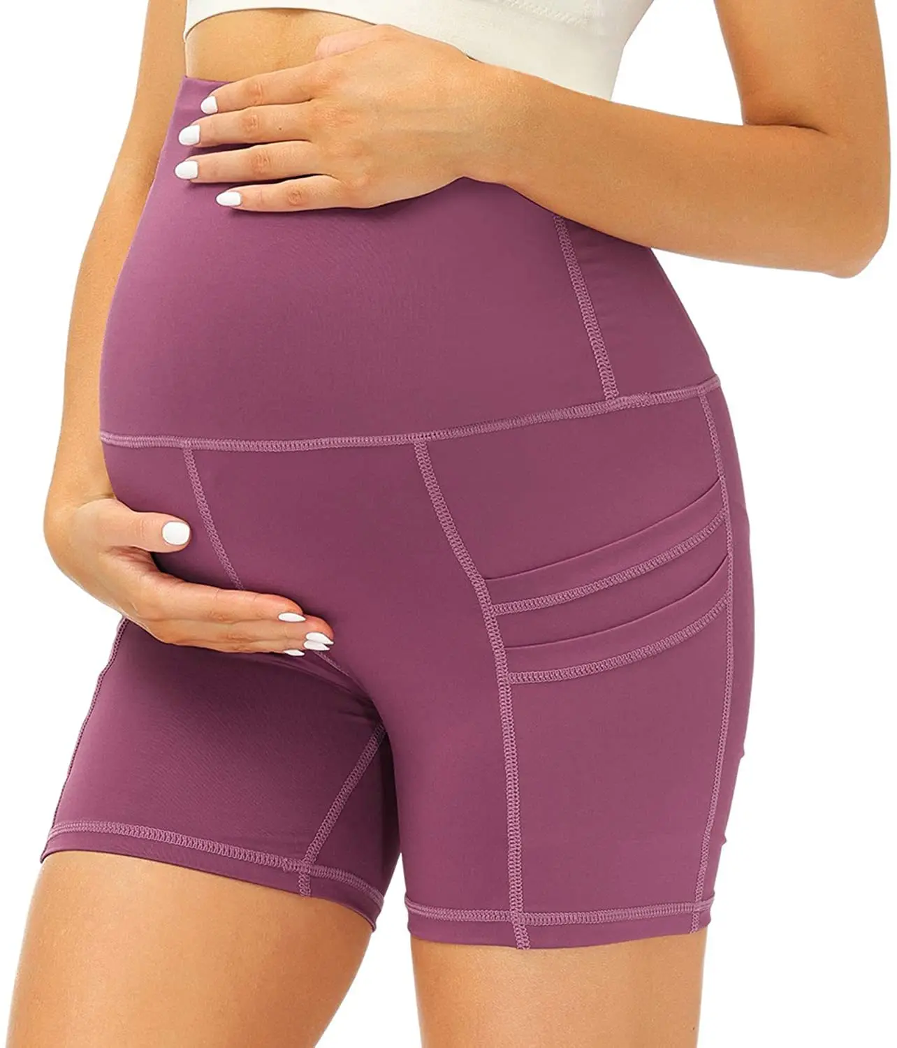 

Pregnancy Mama Clothing Womens Maternity Yoga Shorts Pants for Women with Pockets High Waisted Workout Pants for Women Leggings