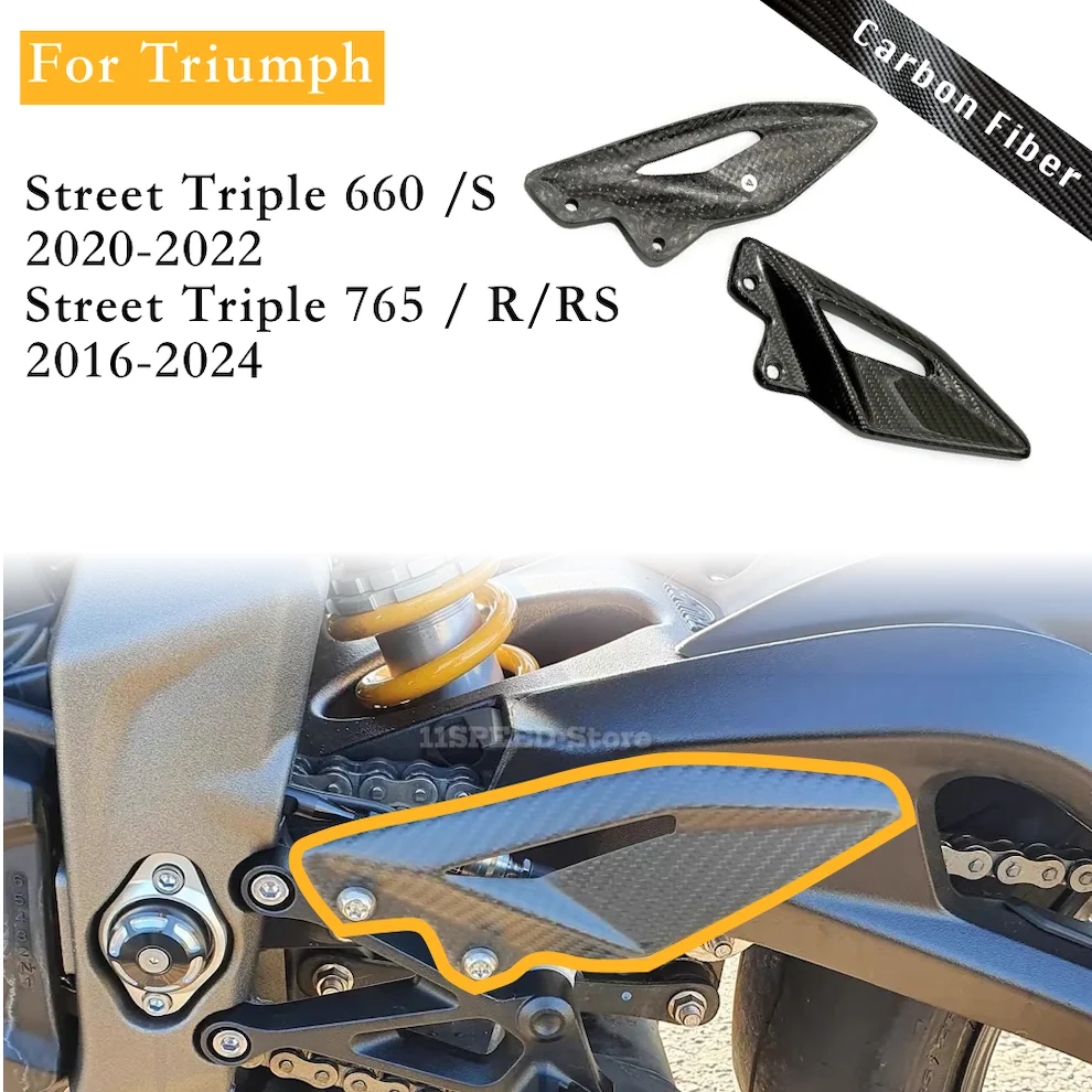 

Heel Guard Plates Foot Rests For Triumph Street Triple 660 765 R RS 2016-2021 2022 2023 2024 Carbon Fiber Motorcycle Accessories