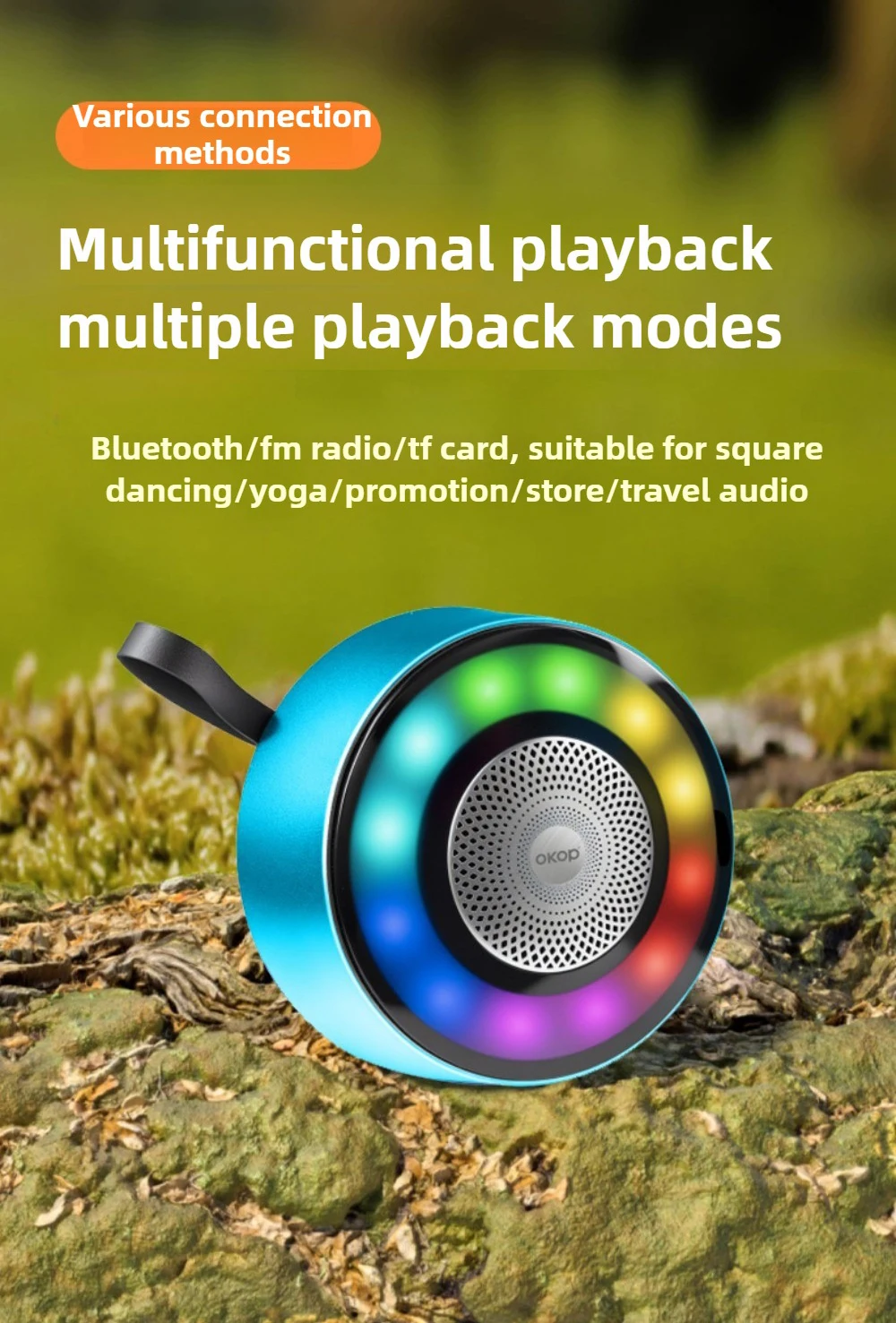 OKOP Altavoz Bluetooth inalámbrico caja de Metal bicicleta al aire libre altavoz Bluetooth portátil reproductor de música para ciclismo luz de Color RGB TF USB OKOP Altavoz Bluetooth inalámbrico caja de Metal bicicleta al aire libre altavoz Bluetooth portátil reproductor de música para ciclismo luz de Color RGB TF USB