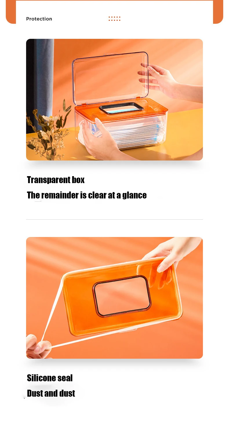 Generic PET Transparent Mask Tissue Box Household Disposable Adult Oral