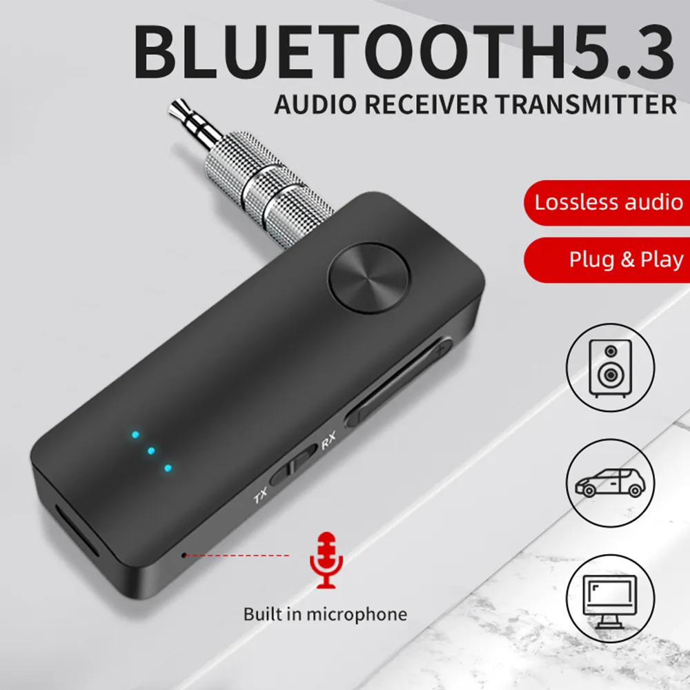 

2 in1 Bluetooth 5.3 Transmitter Receiver Adapter 3.5mm AUX Jacks for Car Speakers Audio Music Receiver Handsfree Headset