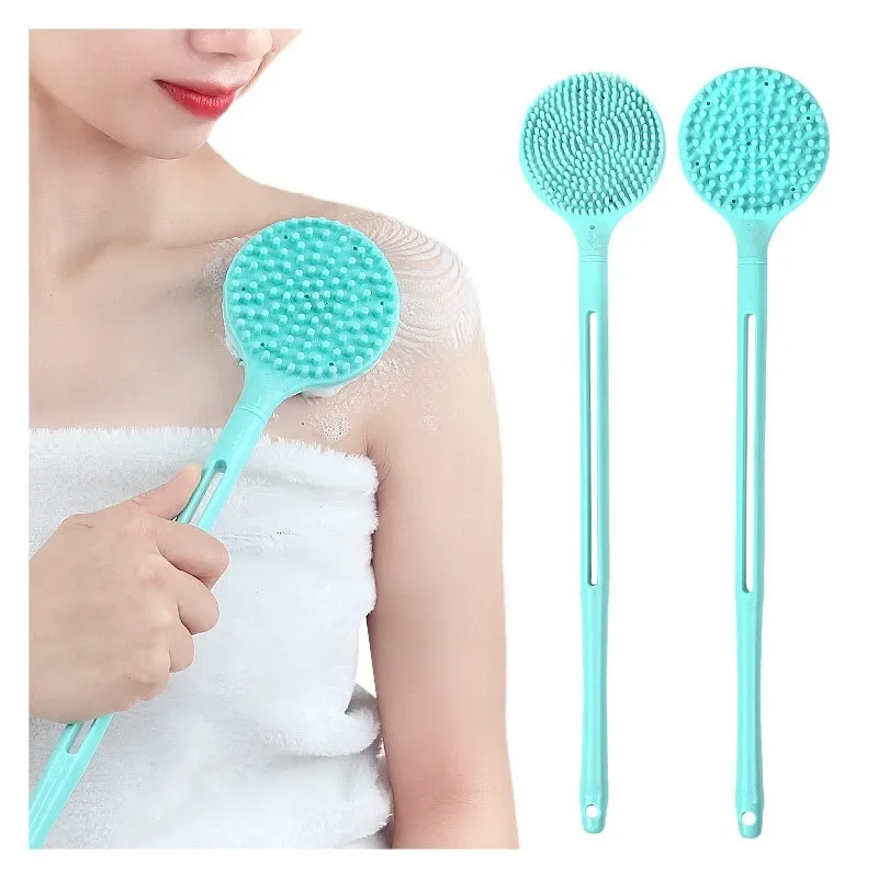 

Double-Sided Shower Body Brush Silicone Long Handle Bathroom Wash Brush Bathing Massage Back Body Exfoliating Brush 욕실용품