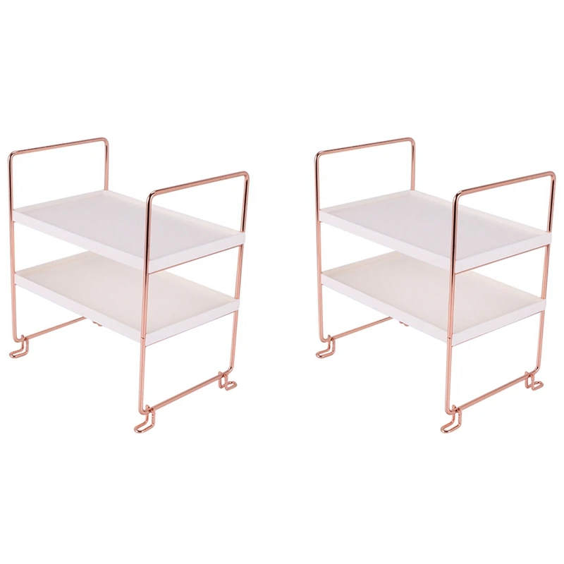 2X Desktop Storage Rack Rose Gold 2 Layers Bathroom Makeup Organizer Assembled Kitchen Seasoning Iron Storage Shelves
2X Desktop Storage Rack Rose Gold 2 Layers Bathroom Makeup Organizer Assembled Kitchen Seasoning Iron Storage Shelves