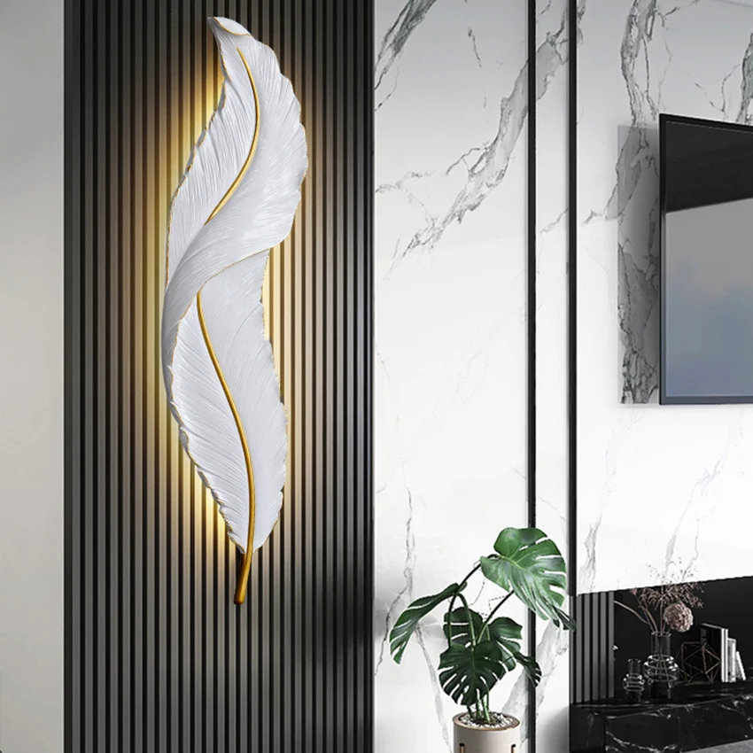 Modern Feather LED Wall Lamp TV Backdrop Bedroom Bedside Interior Lighting Decor LED Wall Lights Aisle Corridor Room Resin Lamp
Modern Feather LED Wall Lamp TV Backdrop Bedroom Bedside Interior Lighting Decor LED Wall Lights Aisle Corridor Room Resin Lamp