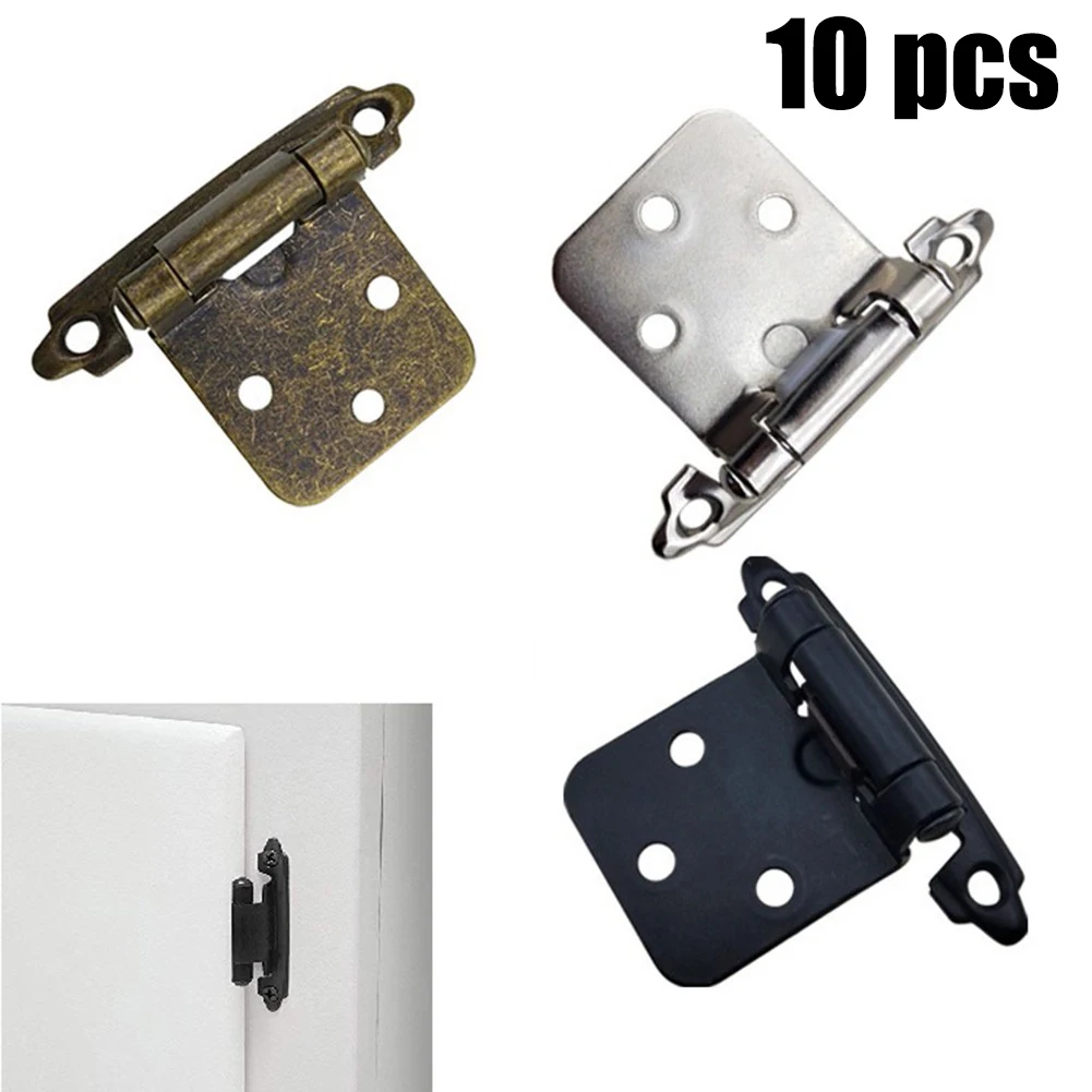 

10 Pcs Overlay Cabinet Hinges Self Close Cabinet Door Hinge Kitchen Cupboard Flush Hinge Antique Furniture Hardware 7x4x3cm