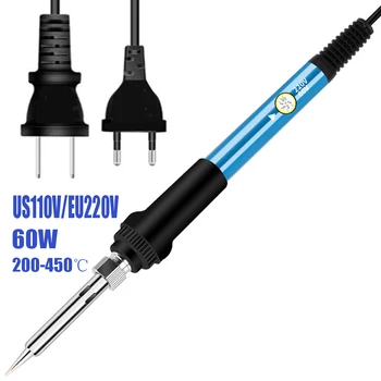 전기 납땜 인두 주석 용접 납땜 가열 펜촉 수리 도구, 온도 조절 가능, EU, US, 60W, 220V, 110V