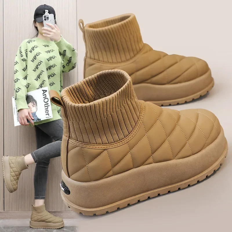 Women Argyle Quilted Round Toe Winter Snow Boots Ladies Thick-soled Platform Lightweight Ankle Boots for Outdoor Walking
Women Argyle Quilted Round Toe Winter Snow Boots Ladies Thick-soled Platform Lightweight Ankle Boots for Outdoor Walking