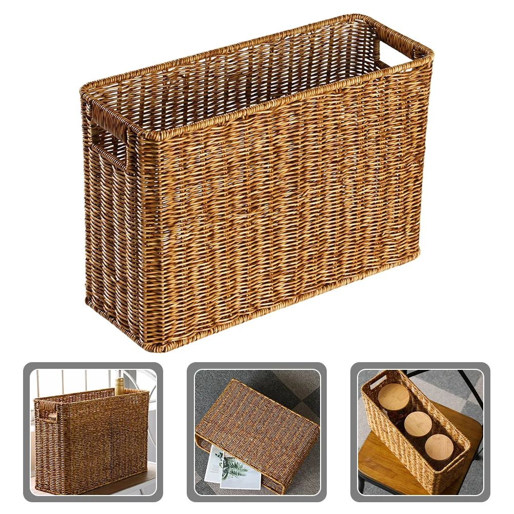 Imitation Rattan Weave Basket Japanese Style Storage Bin Large Capacity Hollow Handle Woven Basket Desktop Finishing Basket
Imitation Rattan Weave Basket Japanese Style Storage Bin Large Capacity Hollow Handle Woven Basket Desktop Finishing Basket